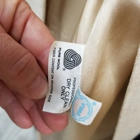 ✅Womens L VTG Mackintosh Beige Wool Pea Coat/Jacket USA Union Made *Moth Damage - Picture 5 of 14